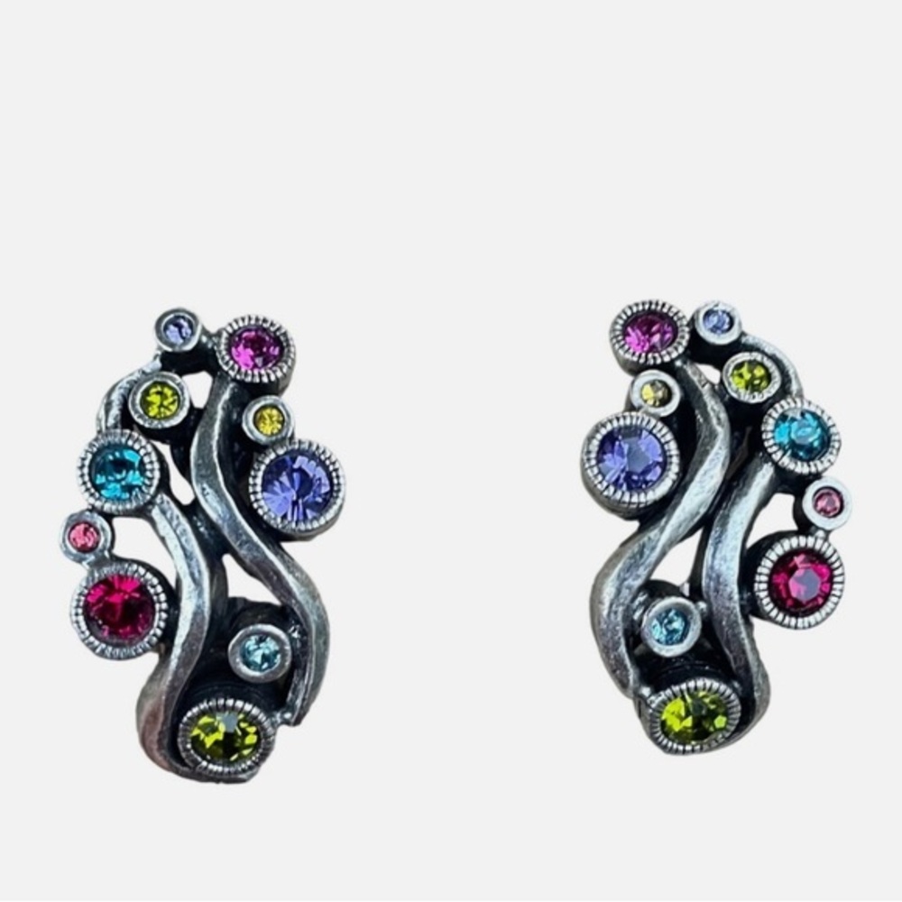 Patricia Locke Multi-Color Crystal Clip-On Earrings Year 2015